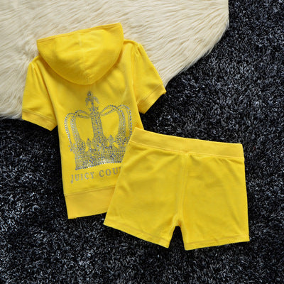 Juicy Apple 2 Piece Set Velvet zip Summer Letter printing tracksuit Women Clothing 2022 - TimelessGear9