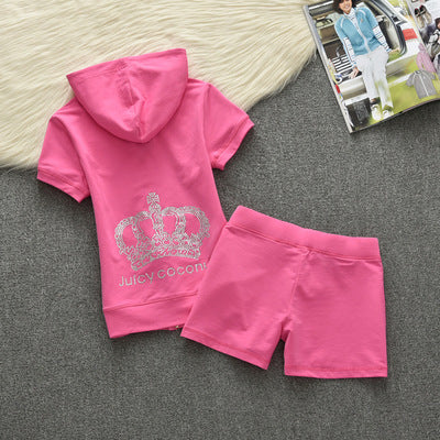 Juicy Apple 2 Piece Set Velvet zip Summer Letter printing tracksuit Women Clothing 2022 - TimelessGear9
