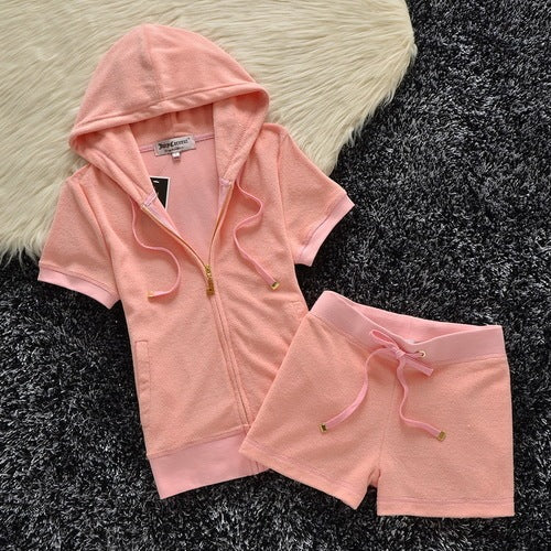 Juicy Apple 2 Piece Set Velvet zip Summer Letter printing tracksuit Women Clothing 2022 - TimelessGear9