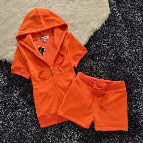 Juicy Apple 2 Piece Set Velvet zip Summer Letter printing tracksuit Women Clothing 2022 - TimelessGear9