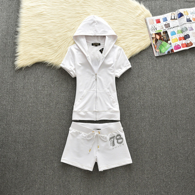 Juicy Apple 2 Piece Set Velvet zip Summer Letter printing tracksuit Women Clothing 2022 - TimelessGear9