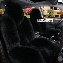 Car Front Seat Cover &amp; Fur Car Seat Steering Wheel Cover Pink Wool Winter Essential Universal Furry Fluffy Thick Faux - TimelessGear9
