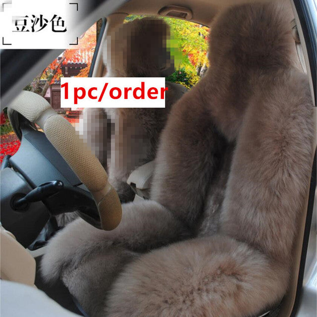 Car Front Seat Cover &amp; Fur Car Seat Steering Wheel Cover Pink Wool Winter Essential Universal Furry Fluffy Thick Faux - TimelessGear9