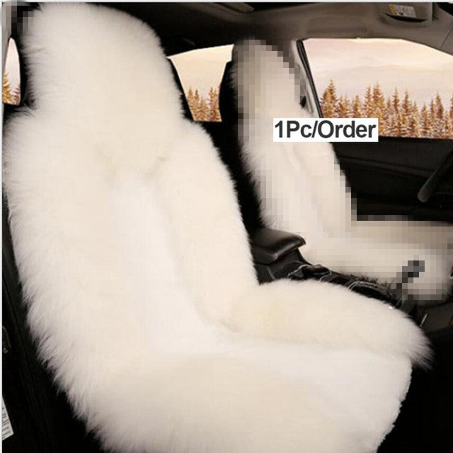 Car Front Seat Cover &amp; Fur Car Seat Steering Wheel Cover Pink Wool Winter Essential Universal Furry Fluffy Thick Faux - TimelessGear9