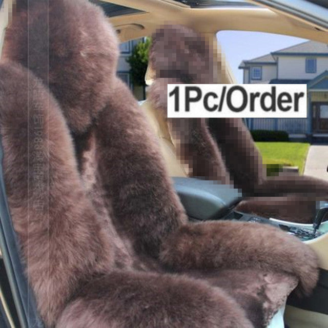 Car Front Seat Cover &amp; Fur Car Seat Steering Wheel Cover Pink Wool Winter Essential Universal Furry Fluffy Thick Faux - TimelessGear9