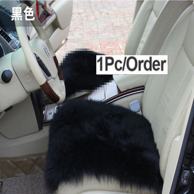 Car Front Seat Cover &amp; Fur Car Seat Steering Wheel Cover Pink Wool Winter Essential Universal Furry Fluffy Thick Faux - TimelessGear9