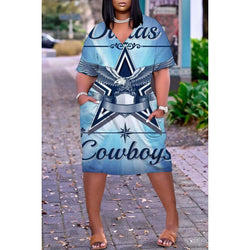 Hem Print Sexy V-neck Wome Dress Plus-size dress Comfortable - TimelessGear9