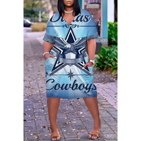 Hem Print Sexy V-neck Wome Dress Plus-size dress Comfortable - TimelessGear9