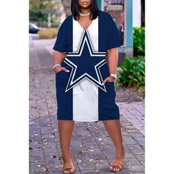 Hem Print Sexy V-neck Wome Dress Plus-size dress Comfortable - TimelessGear9