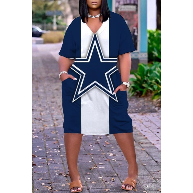 Hem Print Sexy V-neck Wome Dress Plus-size dress Comfortable - TimelessGear9