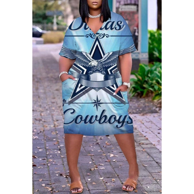 Hem Print Sexy V-neck Wome Dress Plus-size dress Comfortable - TimelessGear9