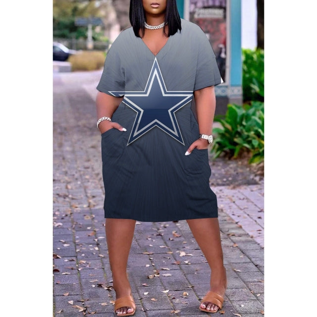 Hem Print Sexy V-neck Wome Dress Plus-size dress Comfortable - TimelessGear9