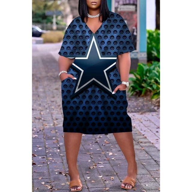 Hem Print Sexy V-neck Wome Dress Plus-size dress Comfortable - TimelessGear9