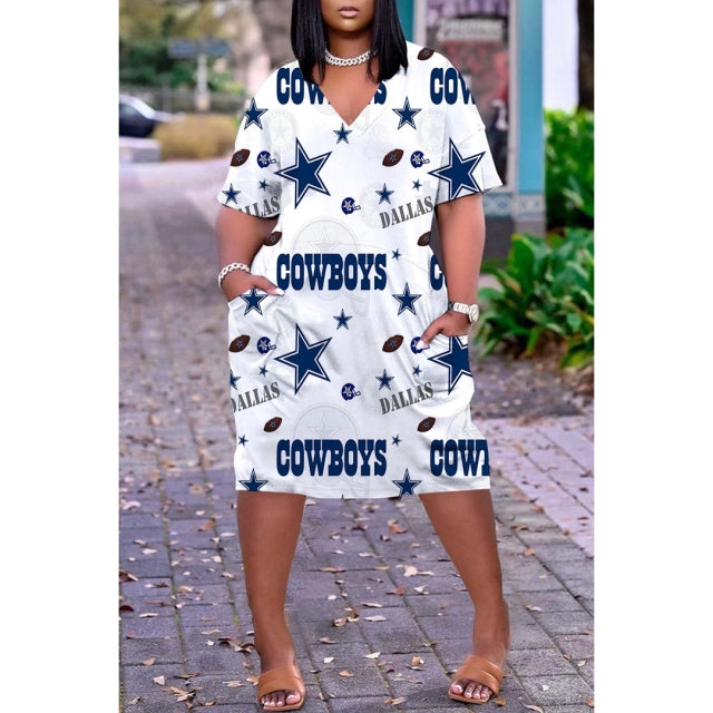Hem Print Sexy V-neck Wome Dress Plus-size dress Comfortable - TimelessGear9