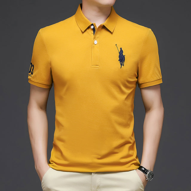 Polo Shirts Trendy Brand Summer New Men Golf Shirt Big Horse Logo Short Sleeve - TimelessGear9