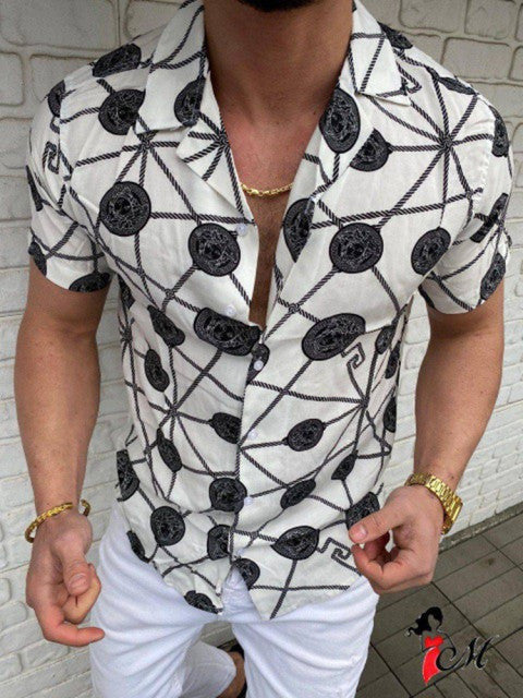 high-end Men's Clothing 2022 New Men&  Casual Fashion Shirts Streetwear Cardigan Short Sleeve Dress Shirt - TimelessGear9
