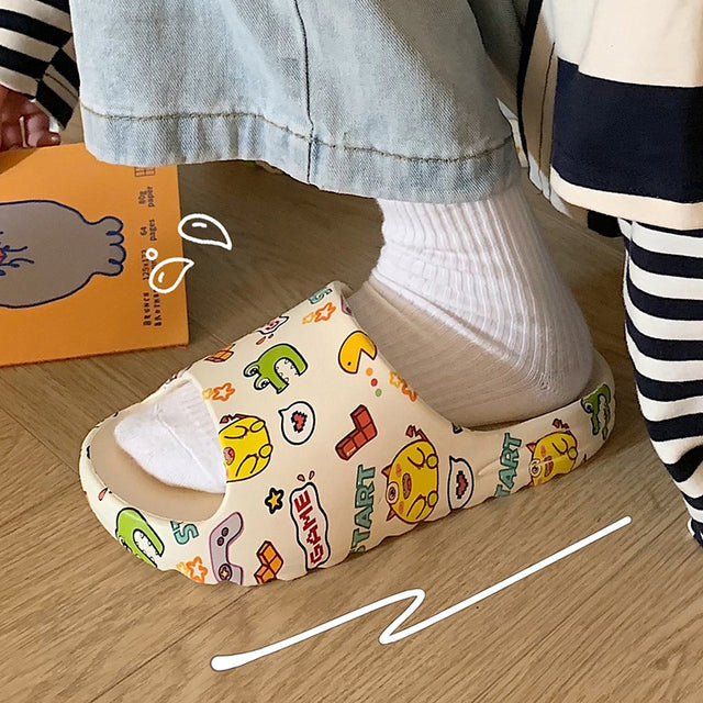 Unisex Cartoon Yezzy Summer Slippers Beach Slides Sandals Cartoon Rabbit Game Flip Flops - TimelessGear9