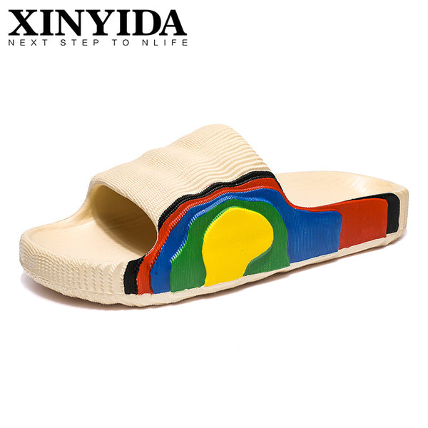 Yezzy Rainbow Slides Slip On Breathable Men Slippers Lightweight Cool Beach  Sandals - TimelessGear9