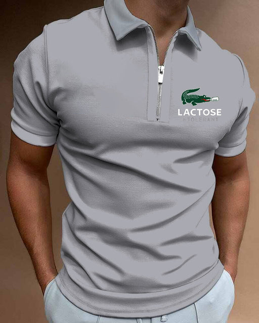 Polo Shirts Summer High Quality Casual Daily Short Sleeve Striped Mens Shirts Turn-Down Collar Zippers TEES Men - TimelessGear9
