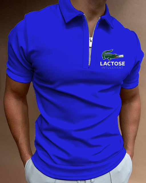 Polo Shirts Summer High Quality Casual Daily Short Sleeve Striped Mens Shirts Turn-Down Collar Zippers TEES Men - TimelessGear9
