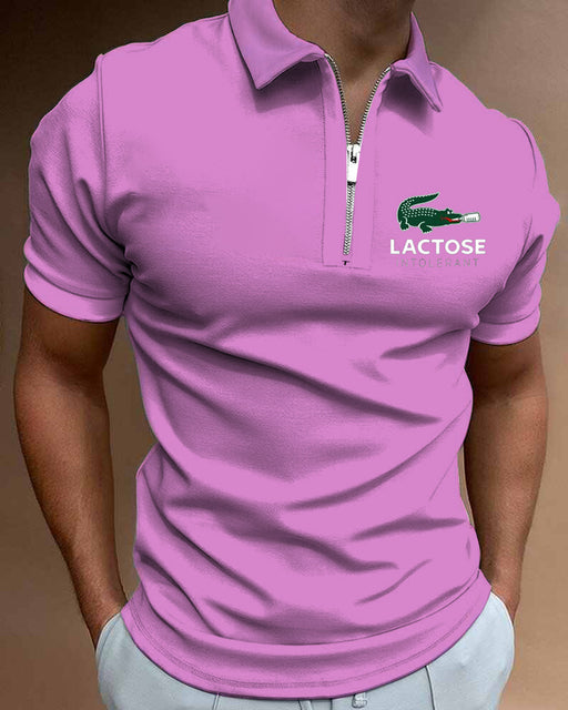 Polo Shirts Summer High Quality Casual Daily Short Sleeve Striped Mens Shirts Turn-Down Collar Zippers TEES Men - TimelessGear9