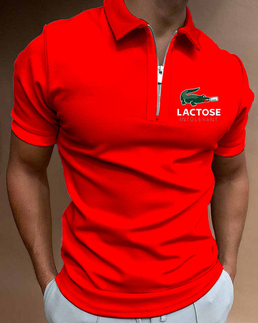 Polo Shirts Summer High Quality Casual Daily Short Sleeve Striped Mens Shirts Turn-Down Collar Zippers TEES Men - TimelessGear9