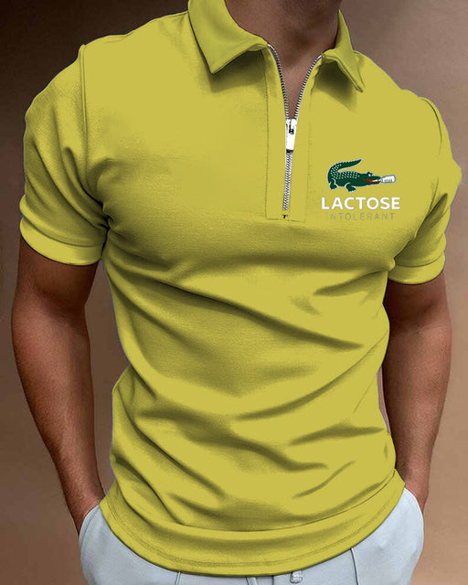 Polo Shirts Summer High Quality Casual Daily Short Sleeve Striped Mens Shirts Turn-Down Collar Zippers TEES Men - TimelessGear9