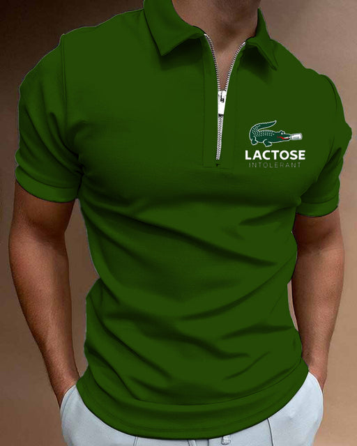 Polo Shirts Summer High Quality Casual Daily Short Sleeve Striped Mens Shirts Turn-Down Collar Zippers TEES Men - TimelessGear9
