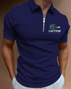 Polo Shirts Summer High Quality Casual Daily Short Sleeve Striped Mens Shirts Turn-Down Collar Zippers TEES Men - TimelessGear9