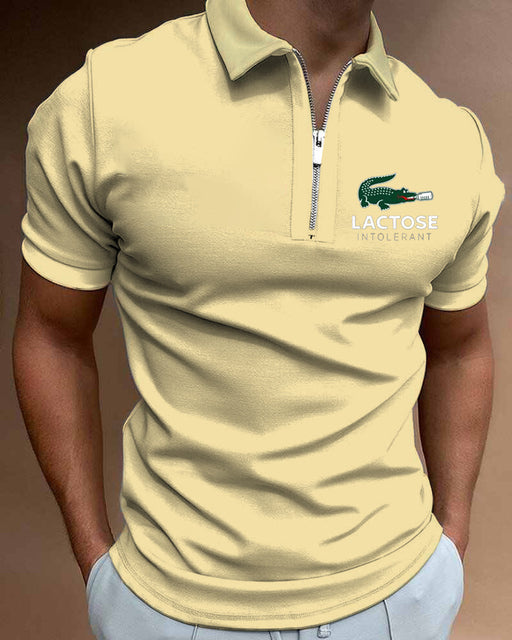 Polo Shirts Summer High Quality Casual Daily Short Sleeve Striped Mens Shirts Turn-Down Collar Zippers TEES Men - TimelessGear9