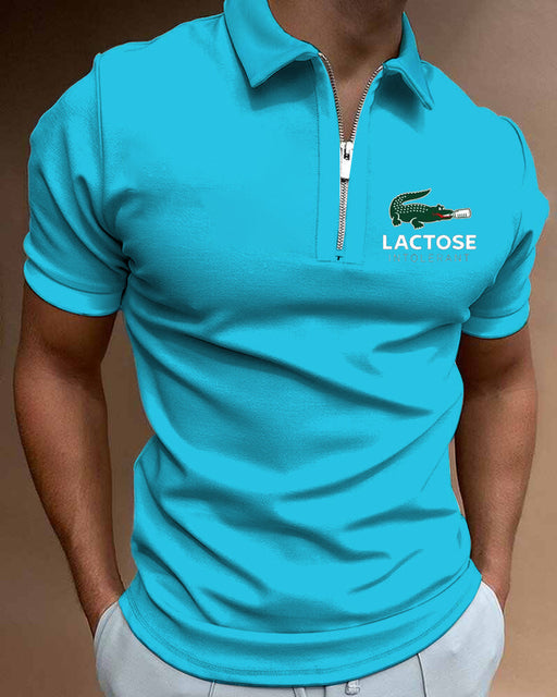 Polo Shirts Summer High Quality Casual Daily Short Sleeve Striped Mens Shirts Turn-Down Collar Zippers TEES Men - TimelessGear9
