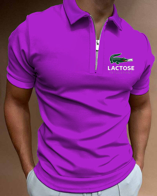 Polo Shirts Summer High Quality Casual Daily Short Sleeve Striped Mens Shirts Turn-Down Collar Zippers TEES Men - TimelessGear9