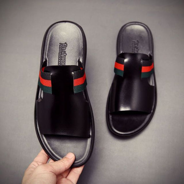 Gentleman deisgner luxury shoes Men fashion summer casual sandals stripe roman Stylish - TimelessGear9
