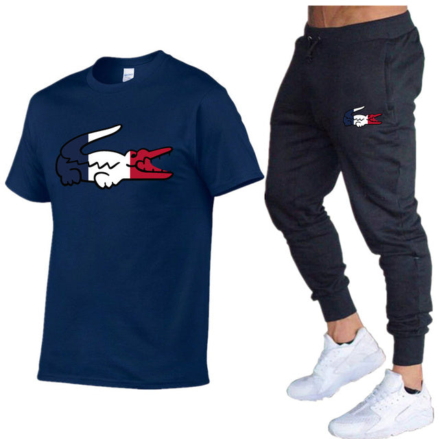 New 2023 Sports Suit Men Suit Sportswear Two-piece T-shirt Brand TrackSuit Men camisas - TimelessGear9