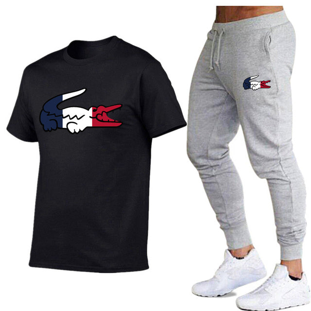 New 2023 Sports Suit Men Suit Sportswear Two-piece T-shirt Brand TrackSuit Men camisas - TimelessGear9