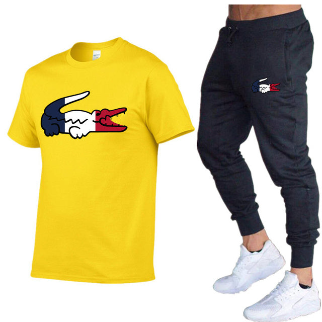 New 2023 Sports Suit Men Suit Sportswear Two-piece T-shirt Brand TrackSuit Men camisas - TimelessGear9
