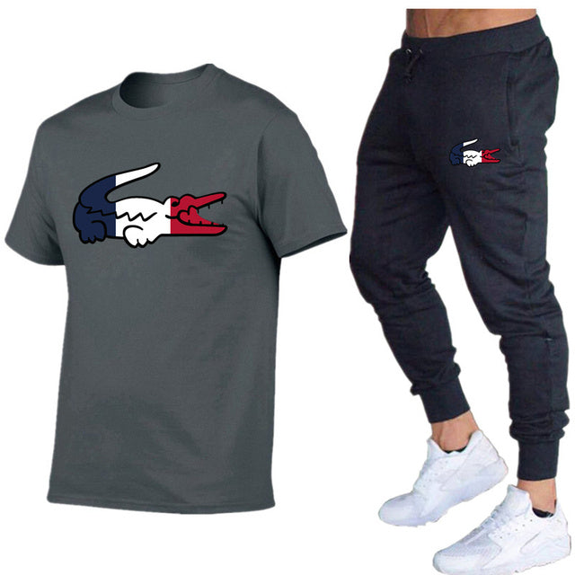 New 2023 Sports Suit Men Suit Sportswear Two-piece T-shirt Brand TrackSuit Men camisas - TimelessGear9