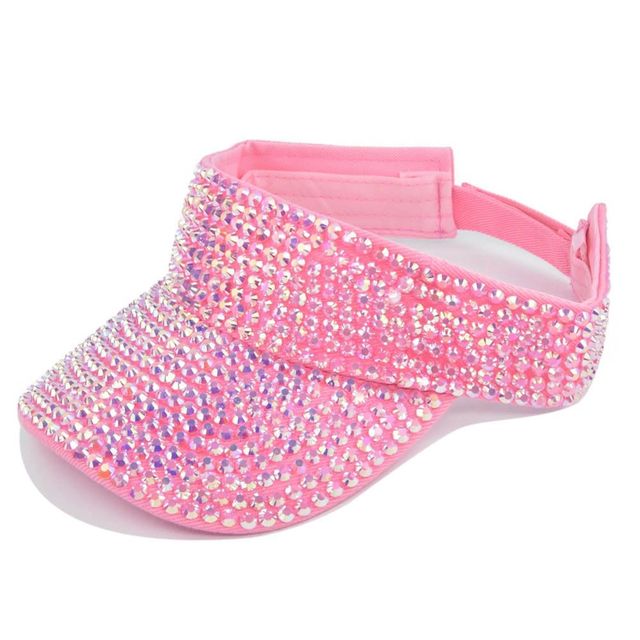 Women New Empty Top Summer Cap Shiny Crystal Sunhat Visors Ladies Caps Hip Hop Hat Fashion Outdoor Luxury Rhinestone Hat - TimelessGear9