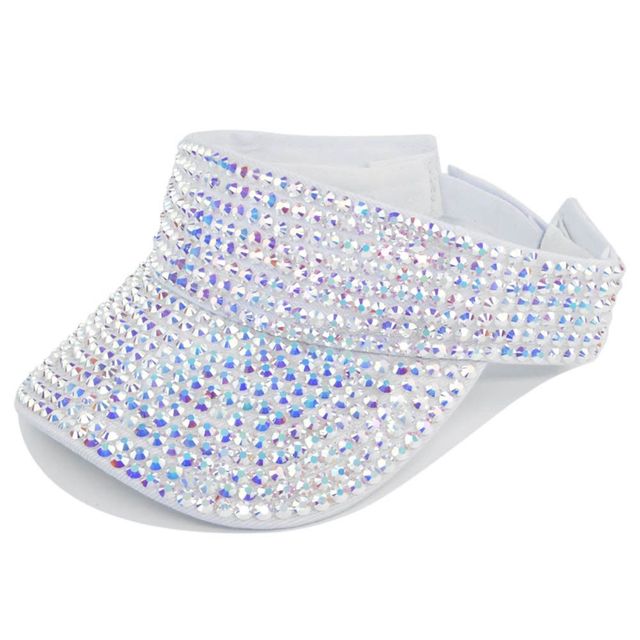 Women New Empty Top Summer Cap Shiny Crystal Sunhat Visors Ladies Caps Hip Hop Hat Fashion Outdoor Luxury Rhinestone Hat - TimelessGear9