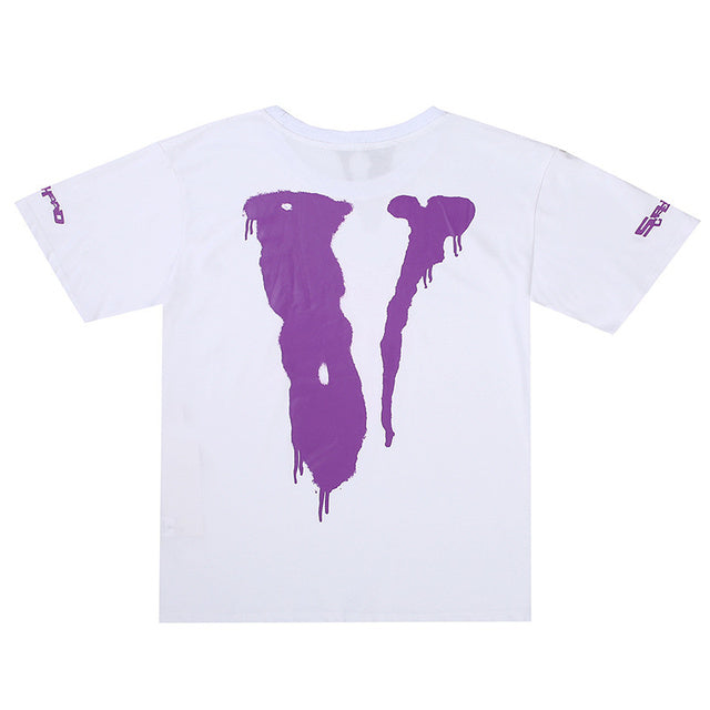 vlone Men T Shirt 100% Cotton Streetwear Women & T-shirt 2022 Summer Short Sleeve Brand Tshirt Skull Head Screw Ninja Purple - TimelessGear9