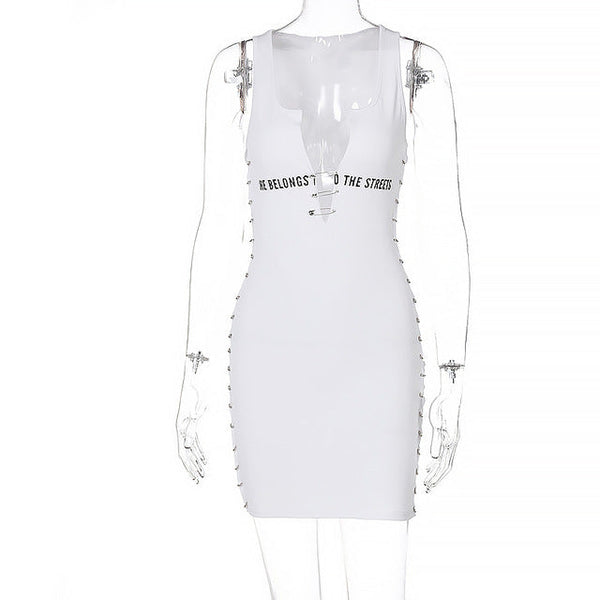 New Spring Fashion Solid Color V-neck Sleeveless Splicing Dress - TimelessGear9