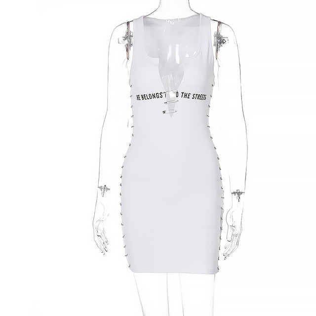New Spring Fashion Solid Color V-neck Sleeveless Splicing Dress - TimelessGear9