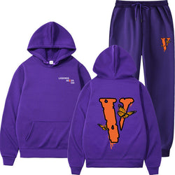 Vlone Hip Hop casual wear suit sportswear suit solid color pullover  sweat pants - TimelessGear9
