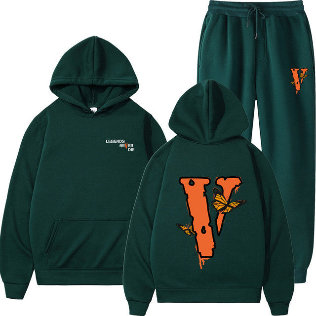 Vlone Hip Hop casual wear suit sportswear suit solid color pullover  sweat pants - TimelessGear9