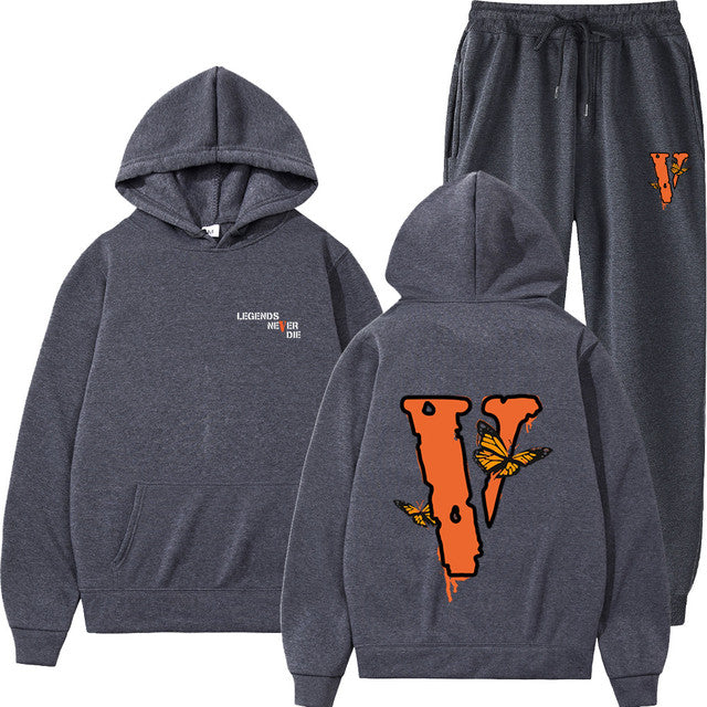Vlone Hip Hop casual wear suit sportswear suit solid color pullover  sweat pants - TimelessGear9