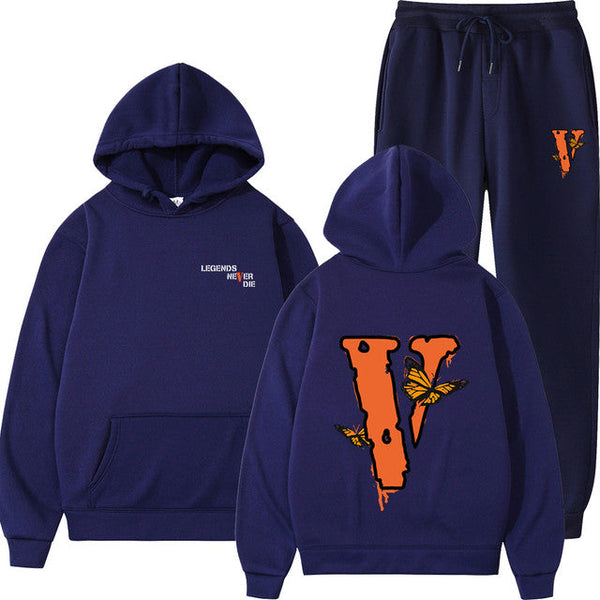 Vlone Hip Hop casual wear suit sportswear suit solid color pullover  sweat pants - TimelessGear9