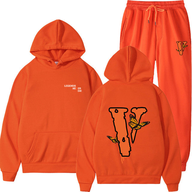 Vlone Hip Hop casual wear suit sportswear suit solid color pullover  sweat pants - TimelessGear9