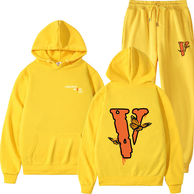 Vlone Hip Hop casual wear suit sportswear suit solid color pullover  sweat pants - TimelessGear9