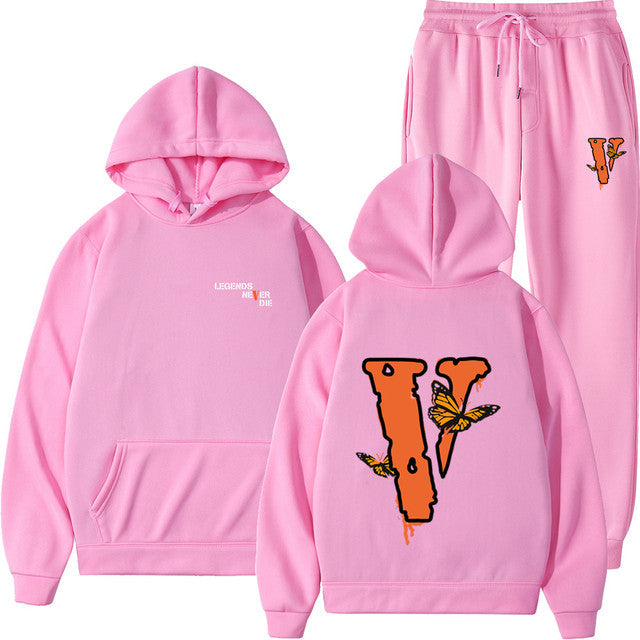 Vlone Hip Hop casual wear suit sportswear suit solid color pullover  sweat pants - TimelessGear9
