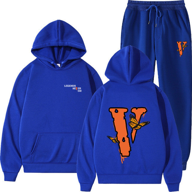 Vlone Hip Hop casual wear suit sportswear suit solid color pullover  sweat pants - TimelessGear9